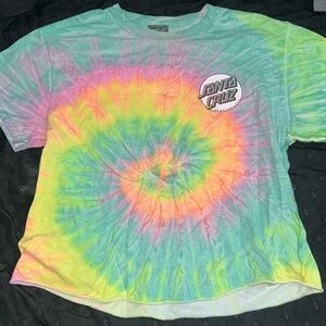 Santa Cruz Tie-Dyed Cropped Tee